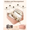 Travel Makeup Bag,Large Capacity PU Waterproof Storage Makeup Bag,Open Flat