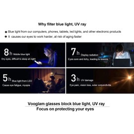 VOOGLAM Square Blue Light & UV400 Blocking Eyestrain Eyewear for Women Orange & Black-White Checkered Acetate