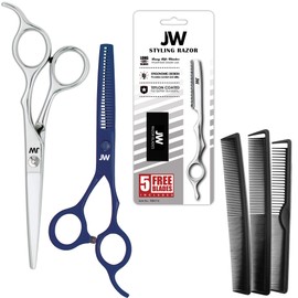 JW Professional Shears & Thinner Combo Razor Edge CRX Series - Barber & Hair Cutting Scissors/Shears Premium Stainless Steel