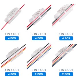 Transparent Wire Connectors Kit 20 PCS, No Wire Stripping Electrical Connectors for AWG 20-22 Wires, Quick Low Voltage Wire Connectors