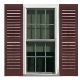 Severe Weather Exterior Shutters Pair Bordeaux 15" x 63" Louvered Panel Vinyl