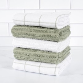 KAF Home Premium Dual Purpose Kitchen Towels (16”x 28”, 5 Pack) | Cotton Kitchen Hand Towels | Absorbent and Plush Dual Purpose Terry Dish Towel Set