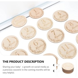 Pack of 14 Baby Milestone Discs, Baby Monthly Wooden Cards, Milestone Cards, Baby Wood, for the First Year Photo Props, Gift for Expecting Mothers and Parents