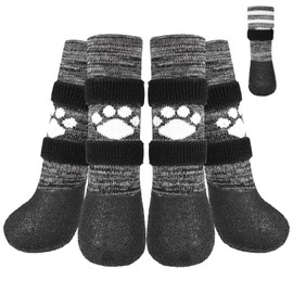 KOOLTAIL Anti Slip Dog Socks to Prevent Licking Paws for Hot/Clod Pavement,Waterproof Long Snow Dog Boots&Paw Protectors with Straps Traction Control for Hardwood Floor for Small Medium Large DogsL