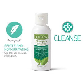 Medline Remedy with Phytoplex Hydrating Cleansing Gel, No-Rinse Body Wash and Shampoo, Paraben and Sulfate-Free, Scented, 2 fl oz (Case of 96)
