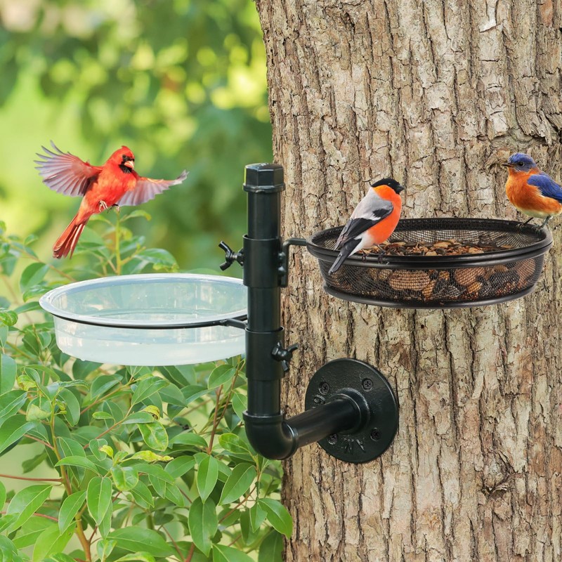 Urban Deco Wall Mounted Bird Feeder With Detachable Tray and