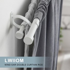 Lwiiom Double Blackout Curtain Rods 36 to 72 Inches (3-6 Feet),1-Inches Front and 5/8 Inches Back Adjustable End Cap Double Window Drapery Rod for Drapes and Curtains,Matte White