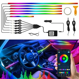 Interior Car LED Strip Lights, Acrylic LED Lights for Car with Wireless APP Dynamic Dreamcolor Chasing 6 in 1 Ambient Lighting Kits, 175 inches 593 LED Sound Active Function Neon Lights