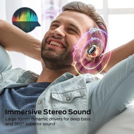 BUGANI Open Ear Headphones, Open Ear Earbuds with Immersive Stereo Sound, Clear Talk, Bluetooth 5.3 Wireless Headphones with Dual Large Driver, 30H Playtime, Waterproof Sport Earbuds for Running