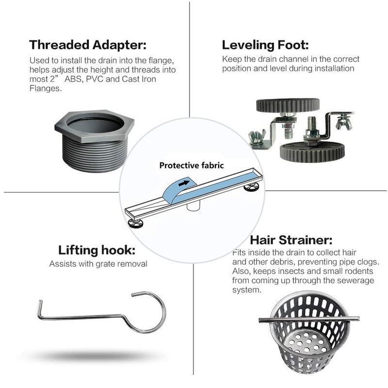 Neodrain 36 Inch Rectangular Linear Shower Drain with Brick Pattern