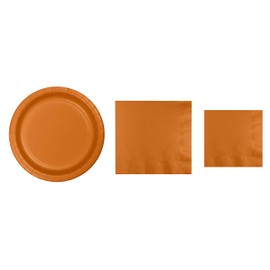 Baxters Party Bundles Bulk, Pumpkin Spice, 96 Count 7 Inch Paper Plates, 100 Count Beverage Cocktail Paper Napkins, 100 Count Luncheon Paper Napkins, Pack Contains 296 Pieces Made in USA