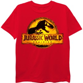 Jurassic World Boys Dominion Logo T-Shirt, Red, 8