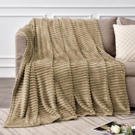 BEDELITE Fleece Throw Blanket for Couch – 3D Ribbed Jacquard Soft and Warm Decorative Fuzzy Blanket – Cozy, Fluffy, Plush Lightweight Brown Throw Blankets for Bed, Sofa, 50x60 inches