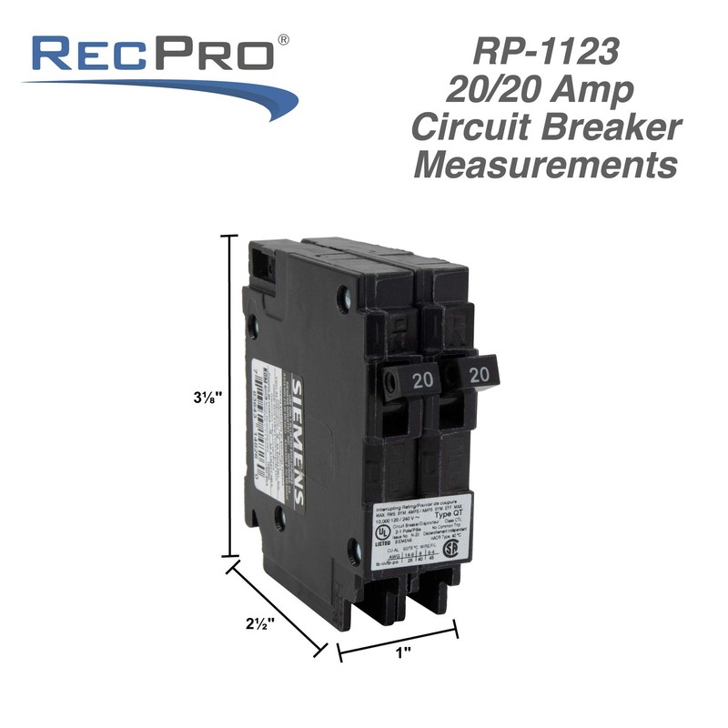 RecPro RV Circuit Breaker 20 Amp Q2020 | Camper Breaker