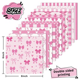 JarThenaAMCS 24 Sheets Pink Bow Pattern Paper Bowknot Heart Plaid Scrapbook Specialty Double Sided Art Paper for Girls Birthday Coquette Card Making Scrapbook Photo Album DIY Crafts, 6 x 6 Inch