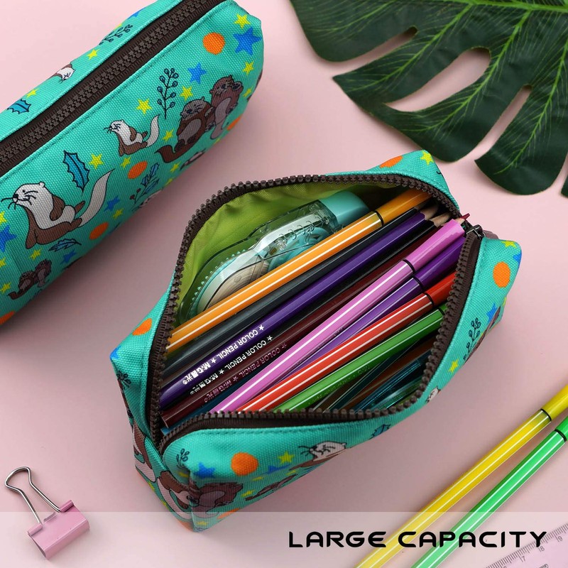Otters Pencil Case Canvas Pen Bag Pouch Cute Stationary Case