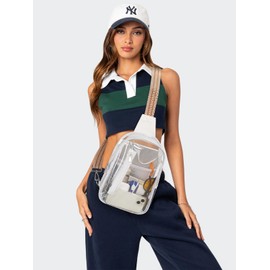 Clear Bag for Stadium Events Clear Purses for Women Men With Front Zip Pocket Large Transparent Crossbody Backpack Sling Shoulder Concert Bag