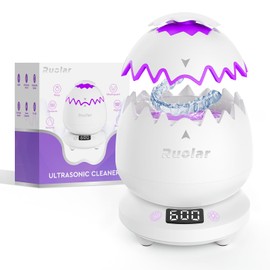 Ultrasonic Retainer Cleaner Machine for Dentures | 45kHz Dental Cleaning Pod for Aligner, Nightguard, Braces, Jewelry, Watch, 3 Timer Modes - with Cooling Fan & Removable Base (Light Purple)
