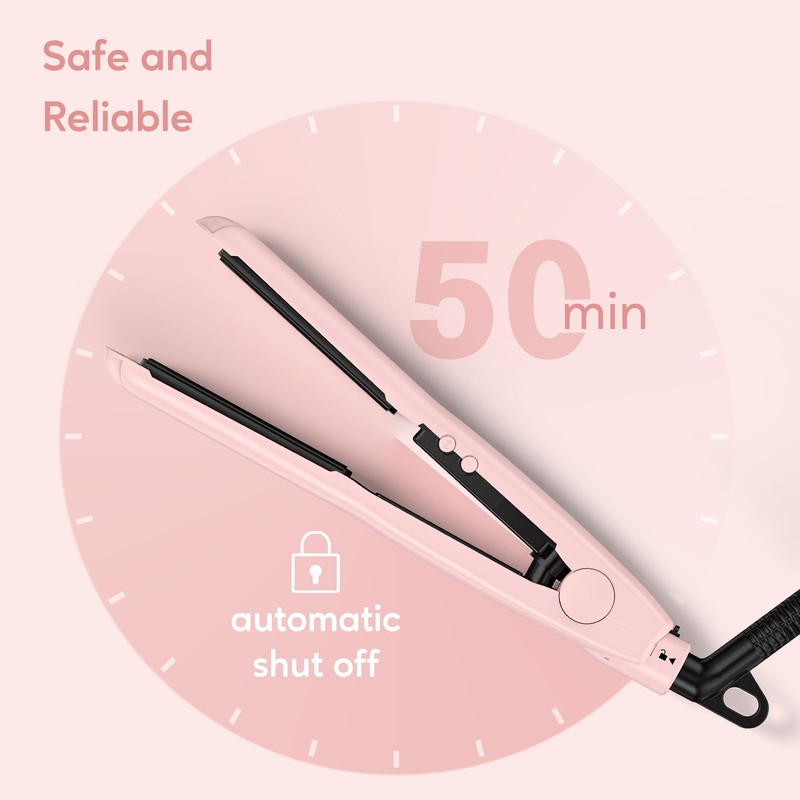 Terviiix Mini Flat Iron Hair Straightener, Adjustable Temperature, Travel-Size, 1/2"
