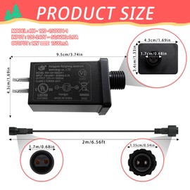 12V 1.5A LED Controller with Extension Cord, 15W Class 2 Power Supply Ip44 Low Voltage Transformer ，Replacement Model RH-120-1500U4-1 for Christmas String Light Inflatable Decorations