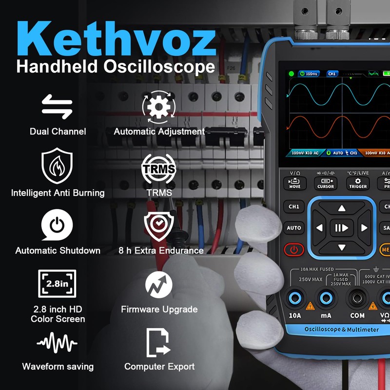Kethvoz Digital Oscilloscope 2 Channel with Auto Calibration, 3 in