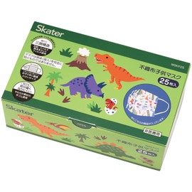 Skater MSKP25-A Non-Woven Mask for Kids, Boxed, Triple Layer Structure, 25 Pieces, Dinosaurs