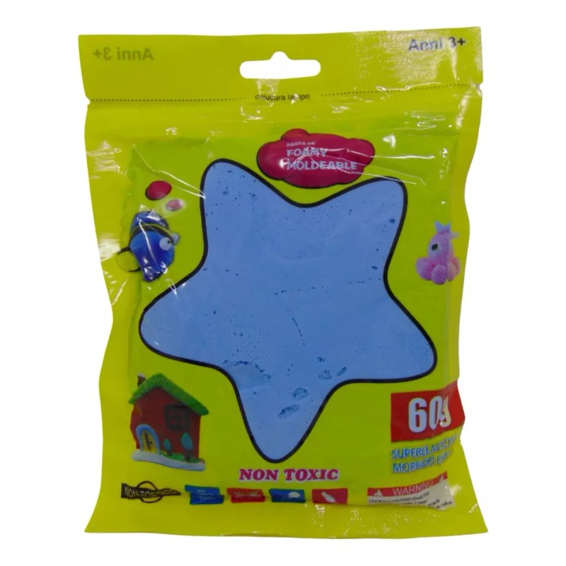 VBFM 12pz Bolsas Fomi Moldeable 60g Color Mixto Slime Didáctico