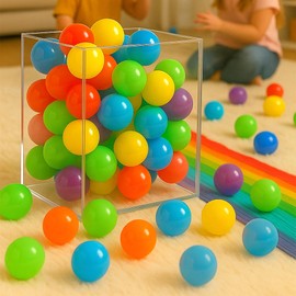 Almast Kids Ball Pit Balls for Kids – Pack of 50 (7cm) | Rainbow Color, BPA-Free, Crush-Proof Plastic Playpen Balls | Indoor Play Pit Balls for Toddlers Age 3+