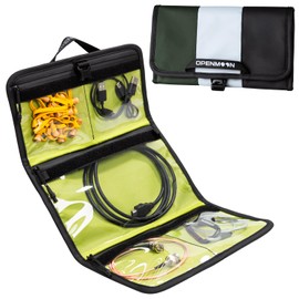 OPENMOON Multi-Purpose Storage Bag, Tri-Fold Design, 5 Compartments, Splash-Proof, for Cables, Toiletries, Makeup (Purple+Pink)