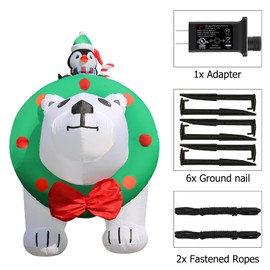 HYRIXDIRECT 8FT Giant Christmas Inflatable Polar Bear Decorations Outdoor Christmas Inflatables with Led Lights for Holiday Yard Decor Christmas Xmas Indoor Outdoor Yard Decorations