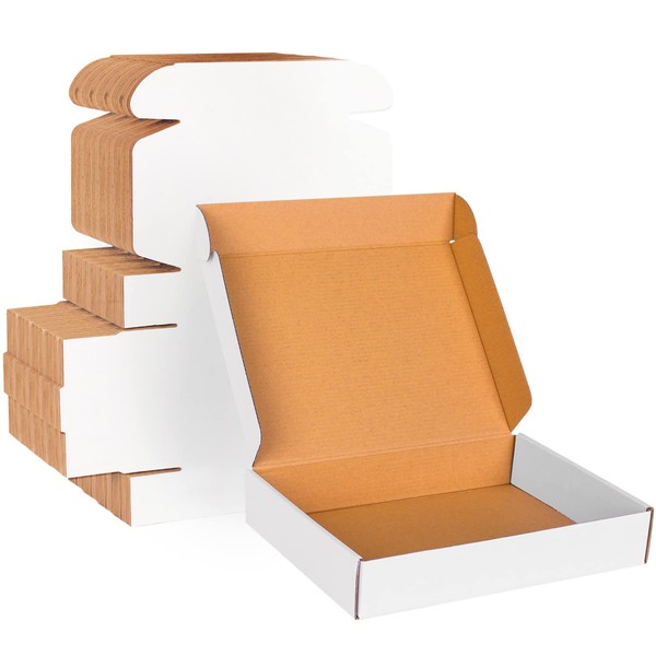 11x8x2 White Cardboard Boxes - 30 Pack Shipping Boxes for