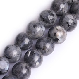 Sweet & Happy Girl's Store 10 mm Gemstone Black Larvikite Labradorite Beads Strands 15 Inch Jewellery Making Beads