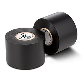 Tapix Cinta eléctrica de alta calidad, 2 pulgadas de ancho (paquete de 2) 66 pies de largo, vinilo ignífugo, 7 mil de grosor, negro