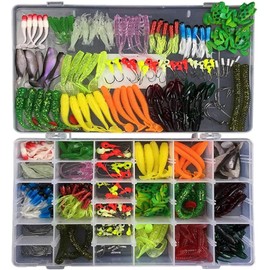RoseFlower Fishing Lure Set Mixed Universal Artificial Topwater Fish Lure Soft Baits Kits Including Spinning Lure, Plastic Worm, hooks, Swivels and Storage Box - Freshwater Saltwater Fishing Equipment