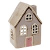 Shudehill Giftware Village Pottery Cottage Tealight, Light Grey