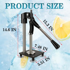 Dsyisvia Black Heavy Duty Hand Juicer Press,Metal Lemon Squeezer with 520ML Stainless Steel Cup for Efficient Citrus Juicing,Nut Press Machine