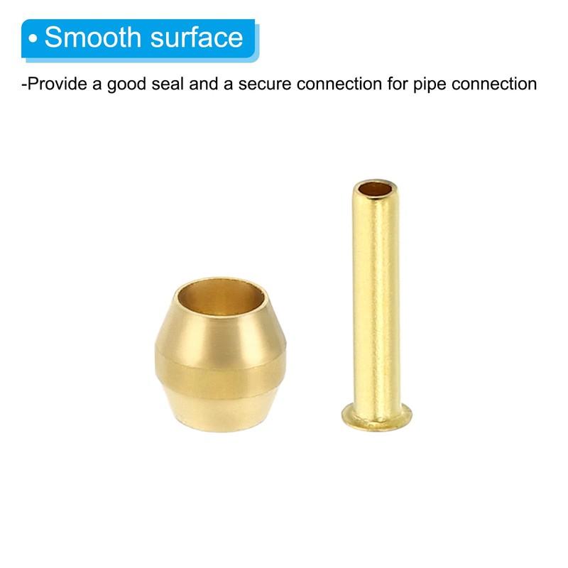 PATIKIL Brass Compression Sleeves Ferrules for 1/8 Inch OD Hose