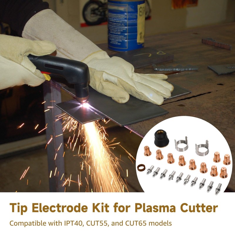 24 PCS Tip Electrode Kit, Plasma Cutter Consumables Electrode Nozzle