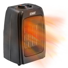 EZ-HEAT Electric Ceramic Portable Space Heater with Thermostat and Fan, Built-in Overheat Sensor, and Safety Tip-Over Switch, ST-MTPTC113