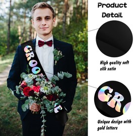 Generic Groom Bachelor Sash with Iridescent Foil, Black Groom to Be Sash for Bachelor Party Supplies, Decorations, Ideas, Gifts, Jokes and Favors, Extended Size Sash for Future Groom (35.6x3.74 inch)