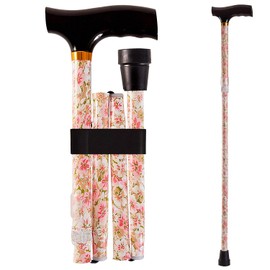 DMI Designer Folding Cane, Walking Cane, Foldable Cane for Men, Walking Cane for Women, Canes for Seniors, Adjustable Cane, Ergonomic Wood Handle Cane, Supports up to 250 Pounds, Floral