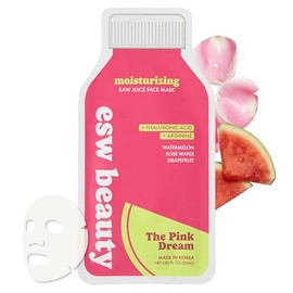 ESW Beauty The Pink Dream Moisturizing Korean Face Mask – Vitamin C, Hyaluronic Acid & Vitamin E for Hydration, Sensitive Skin & Dewy Glow – Skincare 