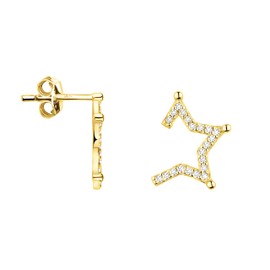 SOFIA MILANI - Women's Earrings 925 Silver with Zirconia Stones - Star Stud Earrings, Yellow Gold, Zircon