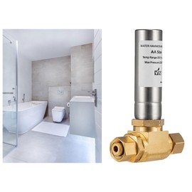 Qianly Water Hammer Hose Arrestor 3/4 3/8 7/8" NH Thread Compact Professional Brass Angle Pressure Reducer for Washing Machine Hotel Washer (3/8" NH)