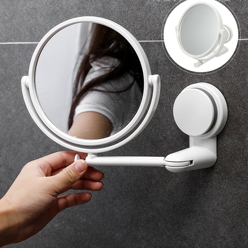 Holibanna Wall Mounted Makeup Mirror Folding Rotating Vanity Mirror for