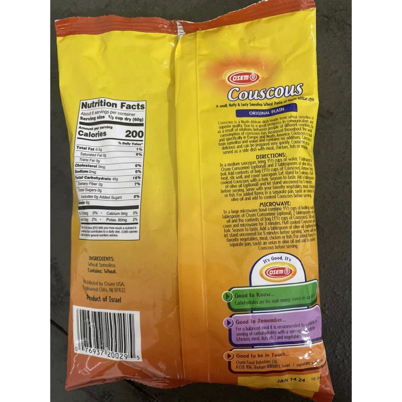 Osem Israeli Cuscus The Original Israeli Couscous by Osem Plain