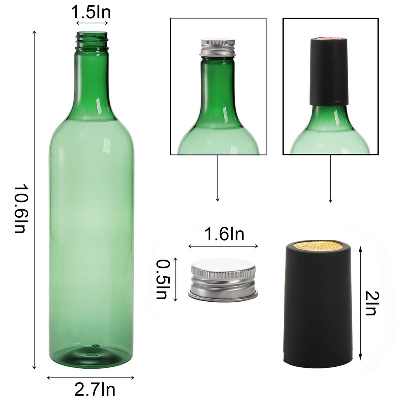 WUWEOT 12 Pack Plastic Wine Bottles, 750ml Empty Bordeaux-Style Liquor