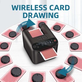 Máquina automática para distribuir cartas, 1-2-4 barajas compatible con 12 jugadores, juegos integrados, oferta de 360°/180°, para póker, UNO, fase 10, Skip-Bo, Texas Holdem con 12 controles remotos