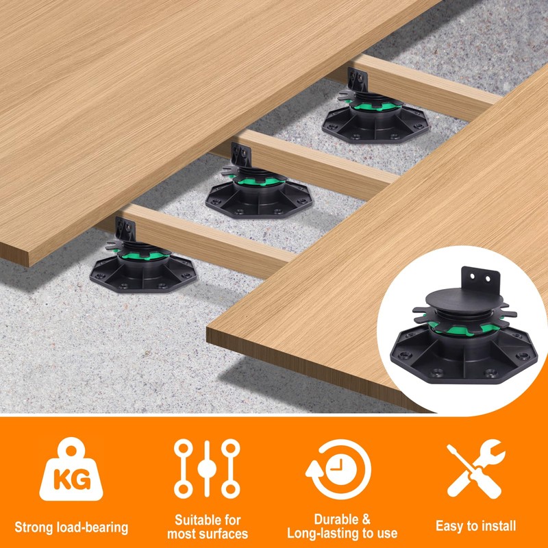 Adjustable Deck Support Pedestal with Fastener Ring, 12Pack Deck Foundation