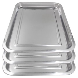 3 Pack Stainless Steel Tray - Autdor Metal Tray 13.5" X 10" Heavy-Duty Tattoo Trays Multi-Purpose Flat Tool Organizer for Tattoo Supplies Piercing Dental Instruments Lab & Kitchen Use